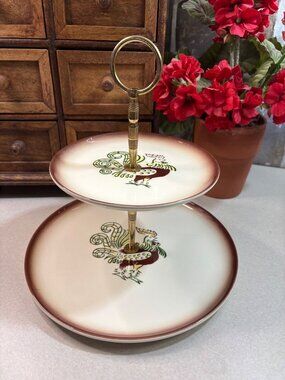 Brock of California Two Tiered Rooster Serving Stand Chanticleer